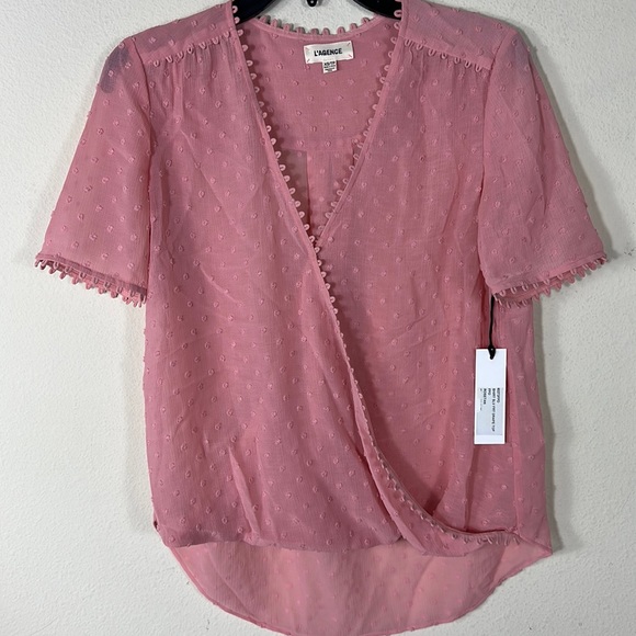 L'AGENCE Tops - L’AGENCE Front Drape Shirt in  Rosetan. Size XS